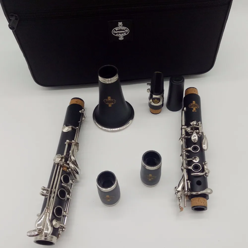 Novo buffet b10 bb clarinete b melodia plana 17 teclas baquelite clarinete profissional instrumentos de sopro com caso bocal6581530