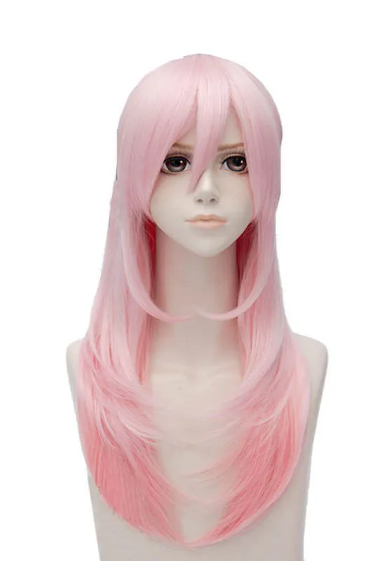 Super Sonico Rosa Long Straight Lolita Wig Hair Cosplay Kostymtillbehör