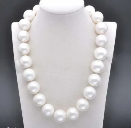 Enorma 20 mm äkta South White Sea Shell Pearl Round Beads Halsband 18quot6849825