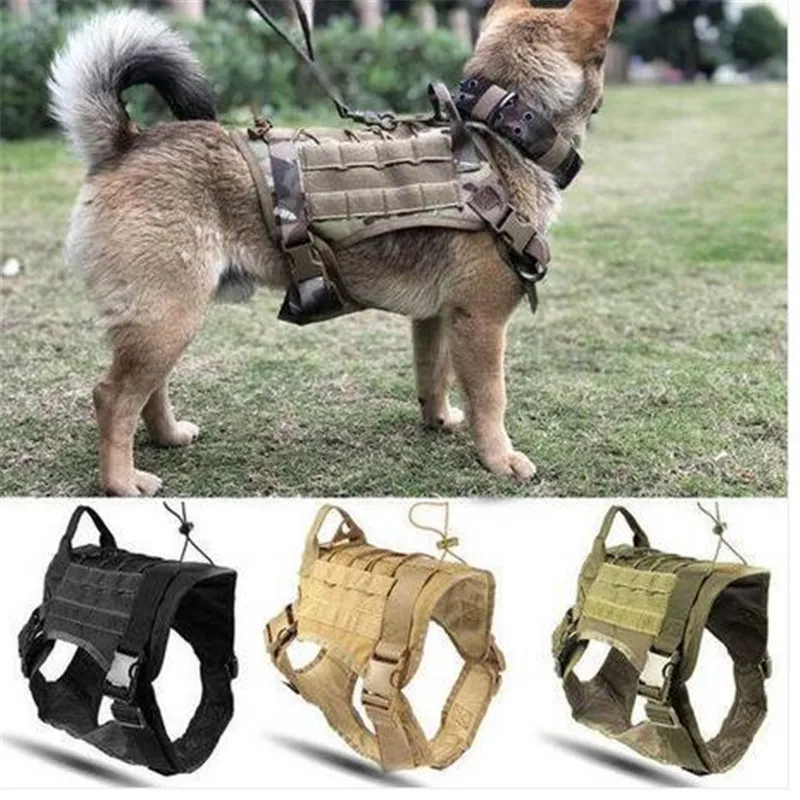 Polis K9 Tactical Training Dog Harness Militär Justerbar Molle Nylon Vest Dog Apparel