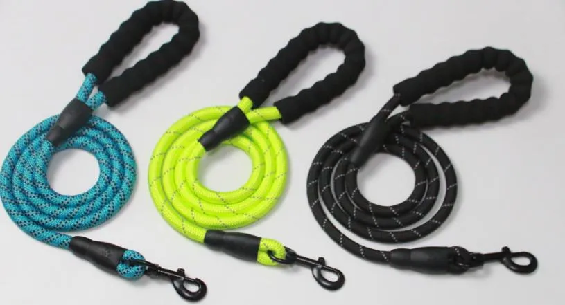 Nylon Pet Dog Lead Puppy Walking Running Slip Kraag Touw Riem Training Riemen Reflecterende 150cm lengte Suits Medium Breed Honden kleurrijk