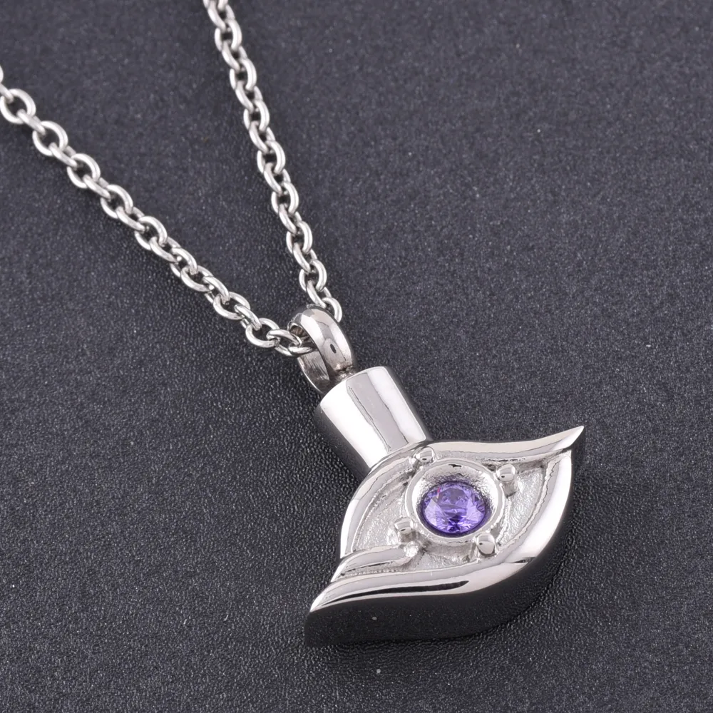 IJD9280 Crémation en acier inoxydable Collier d'urne en cristal mini oeil pour les cendres de vos proches