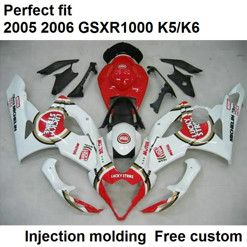 Eftermarknad Body Parts Fairings för Suzuki GSXR1000 2005 2006 Vit Svart Insprutning Mote Fairing Kit GSXR1000 05 06 CG45