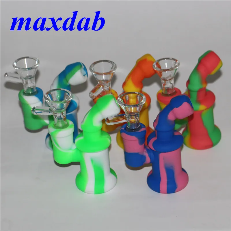 Bunte Mini-Wasserpfeife Großhandel Silikonbongs Ölbrenner Rauchen Wasserpfeifen Silikonpfeife Dab Rigs