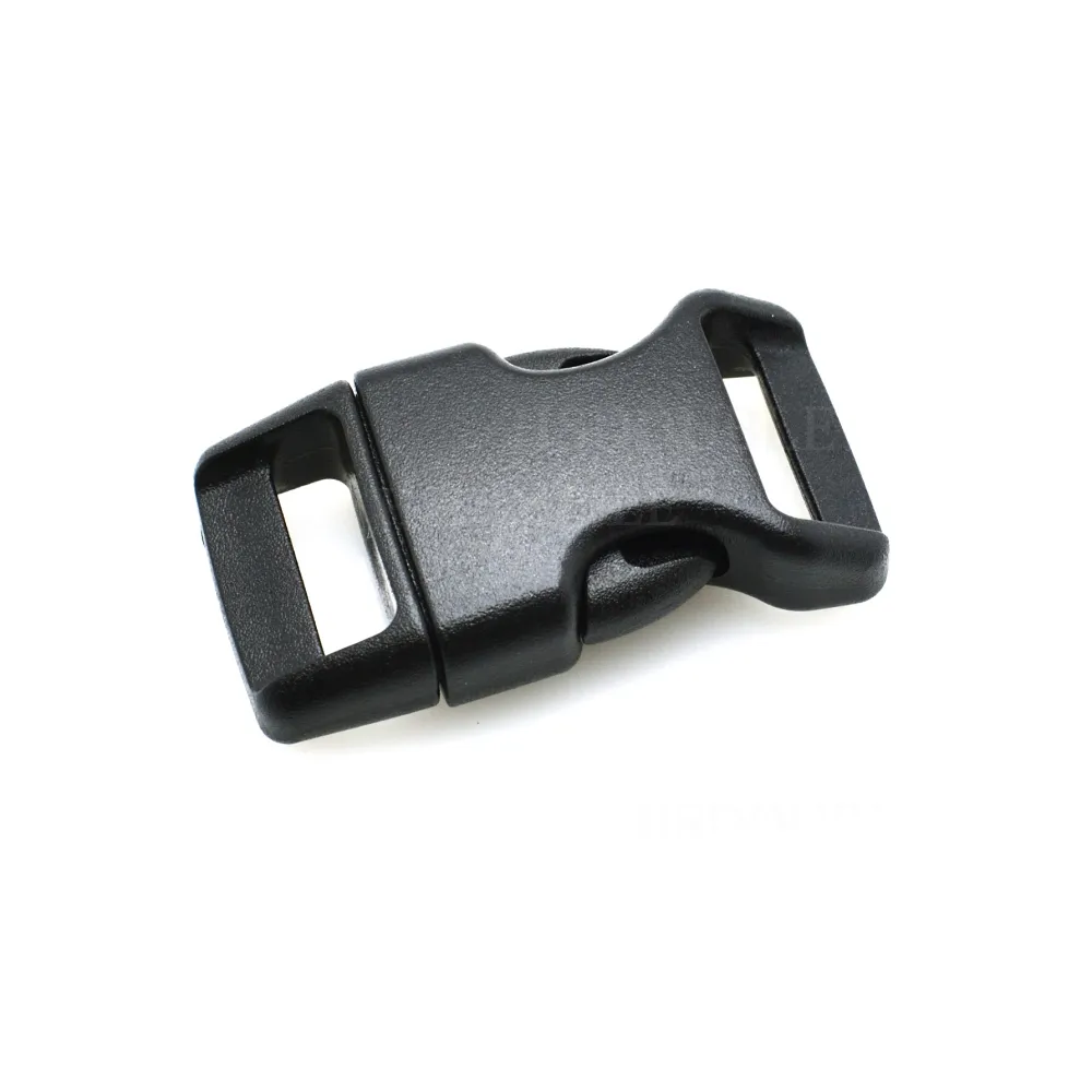 20 stks / partij 5/8 "Contoured Curved Side Release Black Plastic gespen voor tas DIY Webbing Straps Paracord Armband