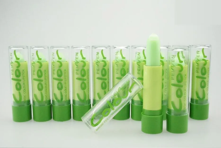 Hot Sale Women Cosmetic Makeup Magic Fruity Smell Moisturizing Waterproof Lip Balm Color Green Color Changing Lipstick