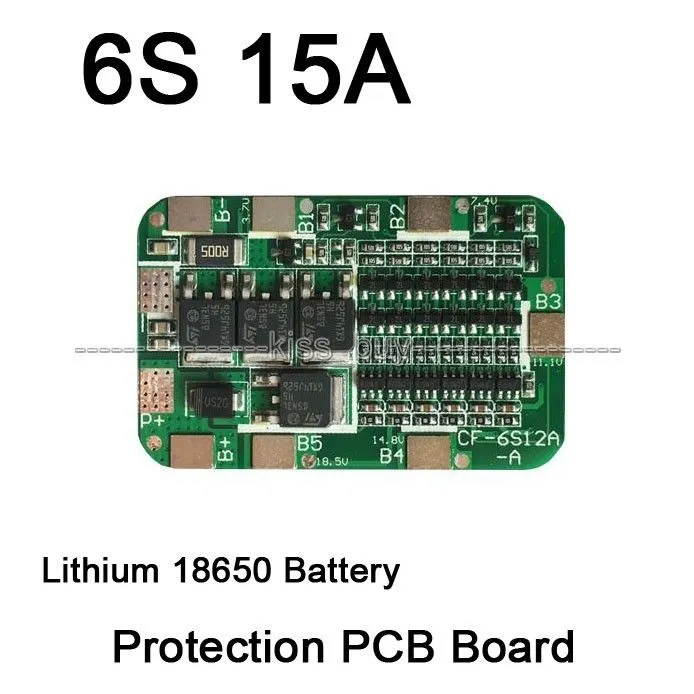 Freeshipping 6s 15A BMS Protection PCB Board för 6 pack Li-ion Lithium 18650 Battery celler