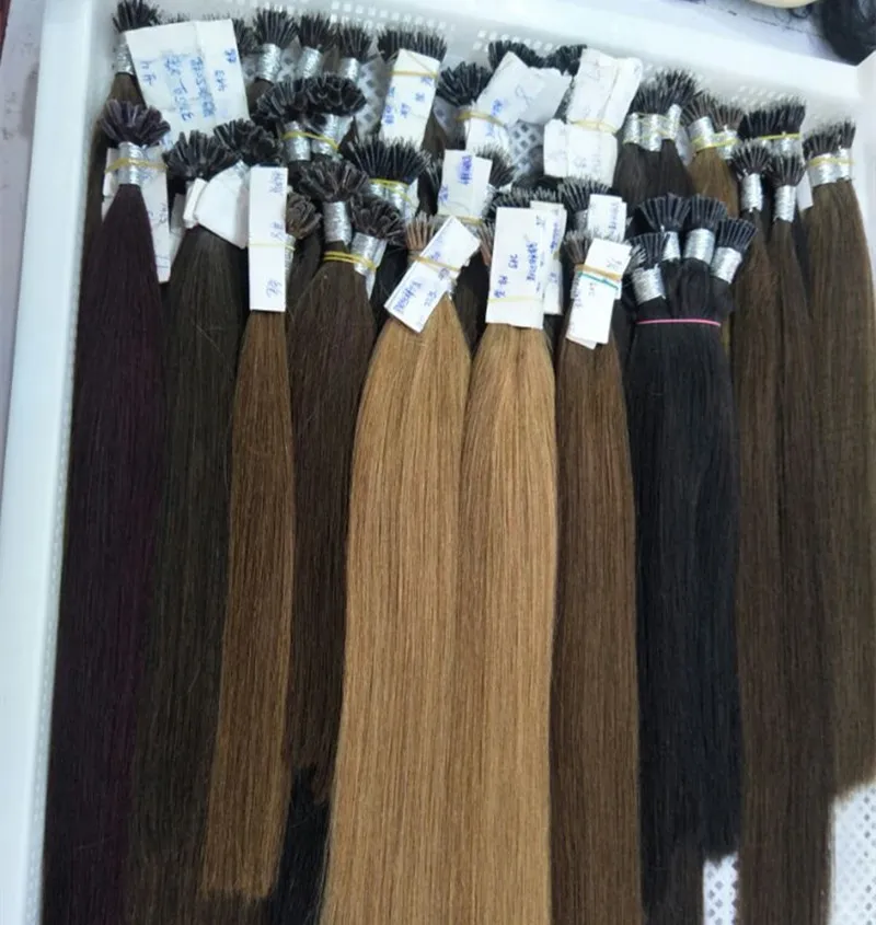 Kleur 6 # Chestnut Brown Silk Rechte 8A Nano Ring Hair Extensions 0.8G / s 300st Pack Factory Prijzen 240G Link Hair Extension