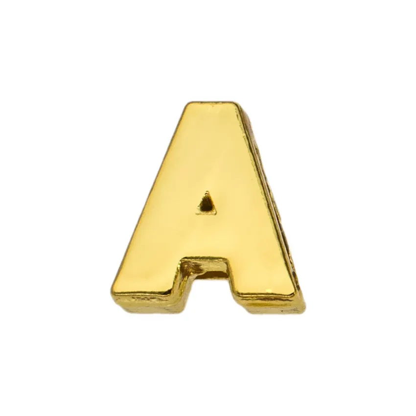 130 pz 8mm lettere dell'alfabeto inglese A-Z oro pianura lettere di scorrimento accessorio fai da te fit pet collarwristband portachiavi