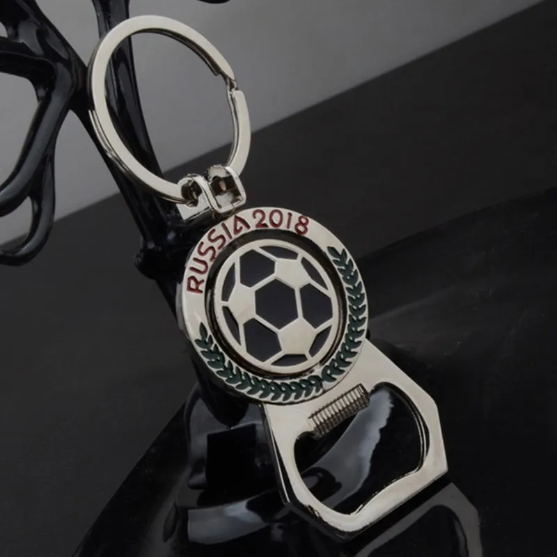 Wereldbeker voetbal sleutelhanger creatieve mascotte metalen flesopener roterende voetbal sleutelhanger openers hanger geschenken WX9-286