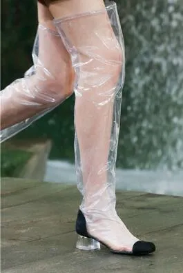 Clear thigh high boots outfit shop
