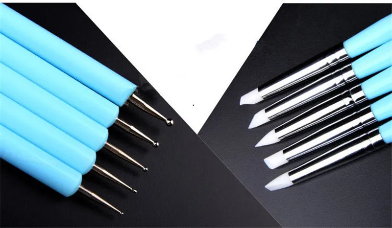 / set Dubbelhuvud Nail Dotting Pen Nail Art Dotting Verktyg Målning Dotting Shading Dual End Tool Set Akrylhandtag 4 färger