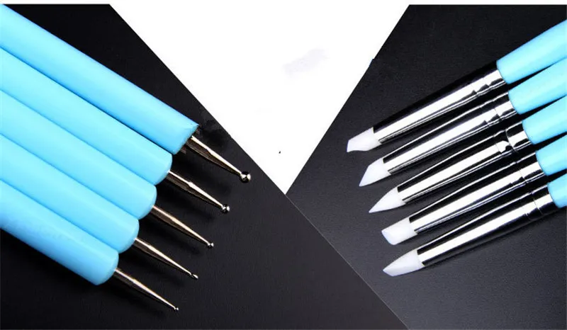 5 pçs / set 4 cores Dupla Cabeça Prego Pontilhando Caneta Pontilhando Ferramentas Nail Art Accessaries Pontilhando Sombreamento Dupla Diferente End Tool Set