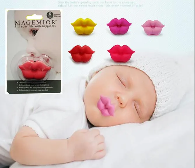 Söt rolig dummies pacifier baby novelty moderskap toddler barn tänder bröstvårtor roliga läpp pacifiers