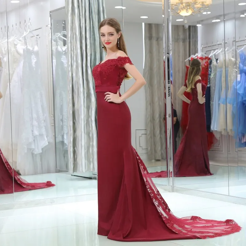 Off the Shoulder Mermaid Bridesmaid Dress Dark Red Royal Blue Sweep Train  Tulle Satin from Dhgate Bridesmaid Dress - price 86.9
