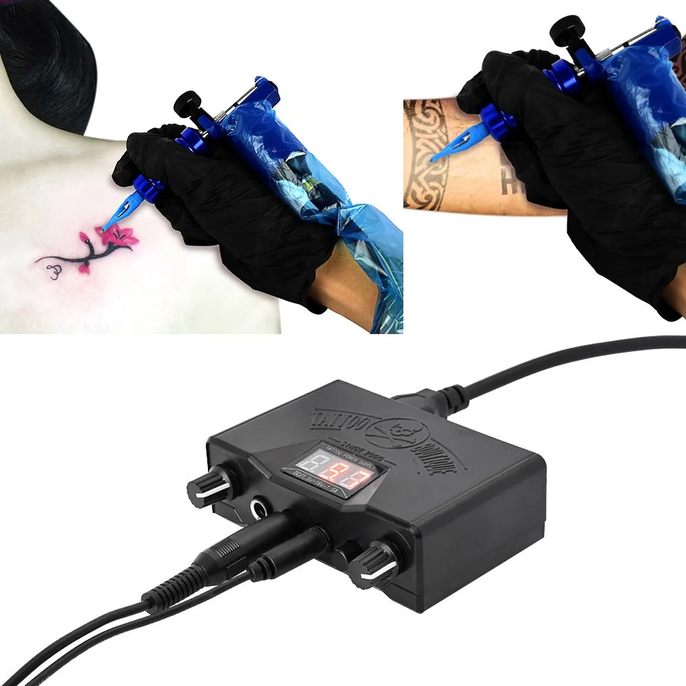 Liner Shader Gun Siyah Dövme Makine Kiti için Çift Dijital LCD Dövme Makinesi Gücü Power Plug5746797