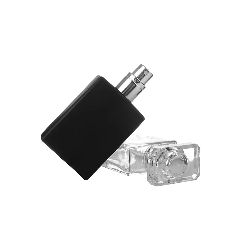 Mode Style 30ml Portable Transparent Black Glass Parfym Spray Flaskor med Aluminium Atomizer LX2258