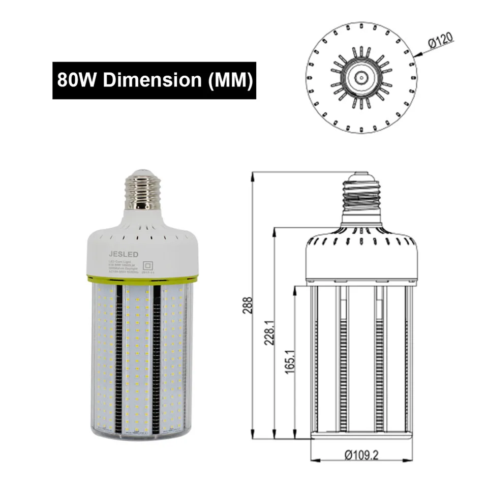 السوبر مشرق الصمام لمبة الذرة E 39 E40 80W 100W 120W 150W الصمام الذرة الخفيفة 360 زاوية SMD2835 بقيادة مصباح الإضاءة AC 100-300V