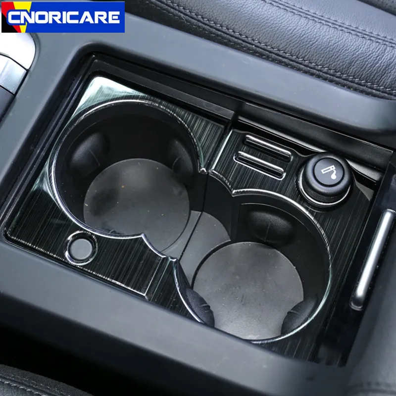 Console centrale de voiture porte-gobelet d'eau panneau décoration couverture garniture en acier inoxydable 2 pièces pour Land Rover Discovery Sport 2015-18