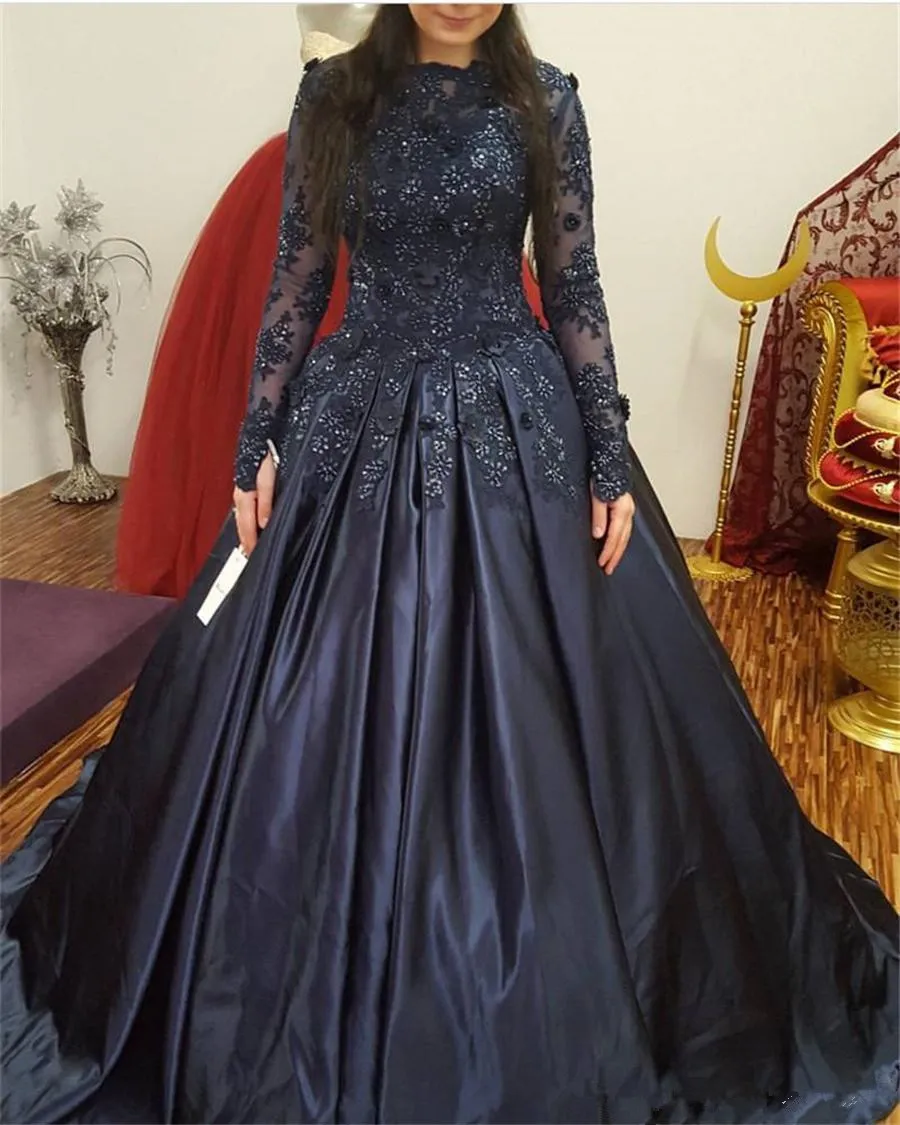 navy blue long sleeve dress prom Dark Navy Prom Dresses,Prom Dress with Sleeves,Long Prom Dress,PD00267, US18W / Blush Pink