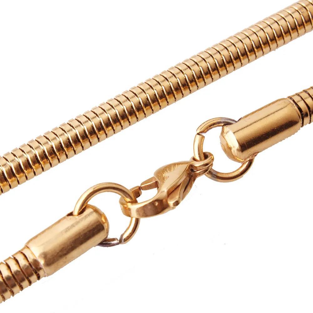 316L Rostfritt stål Mäns och Kvinnors Fashion Halsband Högpolerad Unisex Snake Chain Bone Link 3 Färg 60cm * 0,4cm