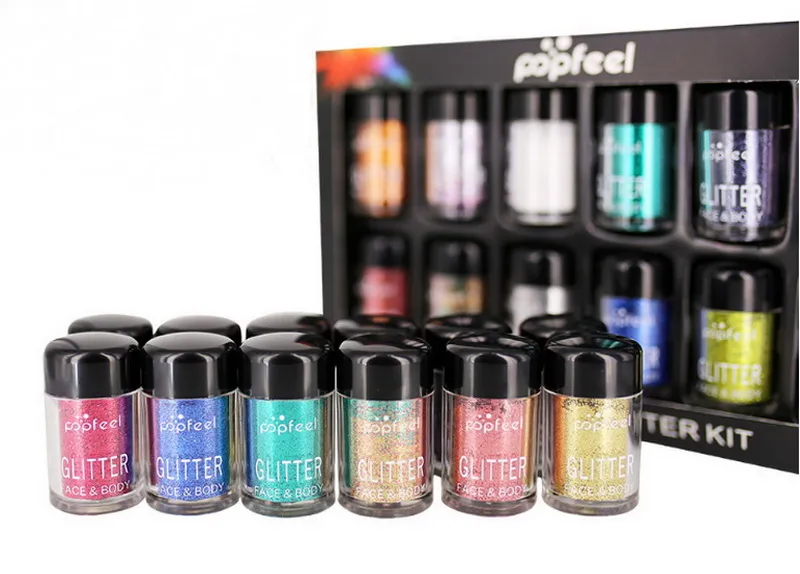 Halloween Oogmake-up Luxe Body Glitter 12 Stuk Pigment Set Enkele Losse Oogschaduw Lichtgevende Fleuren Poeder Gezicht Ogen Shadow Kit