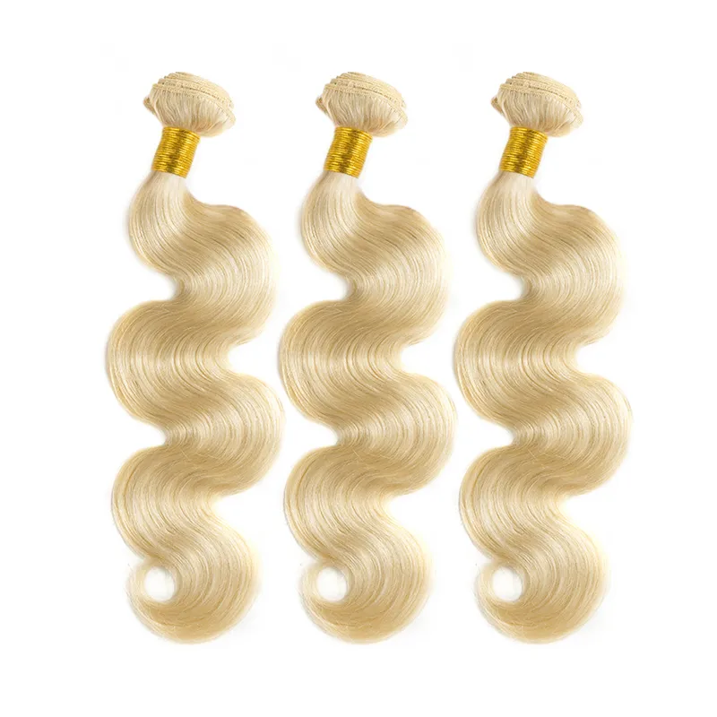 Hot Selling Billiga Pris Big Stock # 613 Blont Hår Vävar Brazilian Body Wave Mänskliga Hårförlängningar Remy Hårbuntar 100gram per stycke