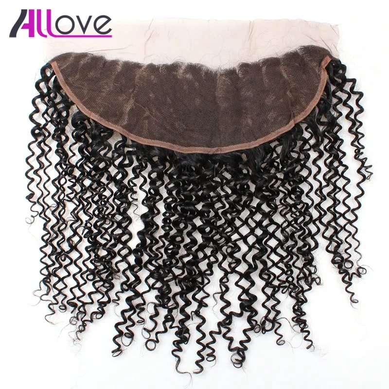 Allove 10A حزم الشعر البرازيلية مع إغلاق kinky curly 4bundles مع الإغلاق الأمامي من الدانتيل بيرو لتمديدات الشعر البشرية 7924152