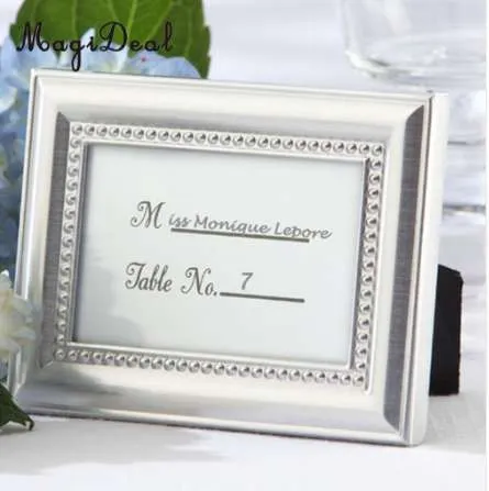 Magideal Piccolo Vintage 2.8 * 1 pollice Photo Frame Style Place Nome Card Carta da tavolo da sposa Porta carte da tavolo Argento / Gold-Great Regali