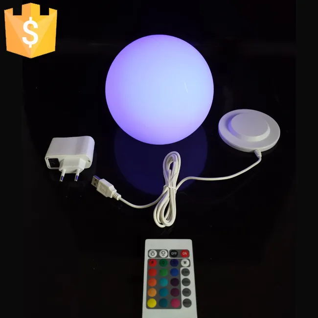 A luz impermeável da bola do diodo emissor de luz de 20cm iluminou luzes para a decoração da casa com bateria recarregável do lítio 2pcs / lote