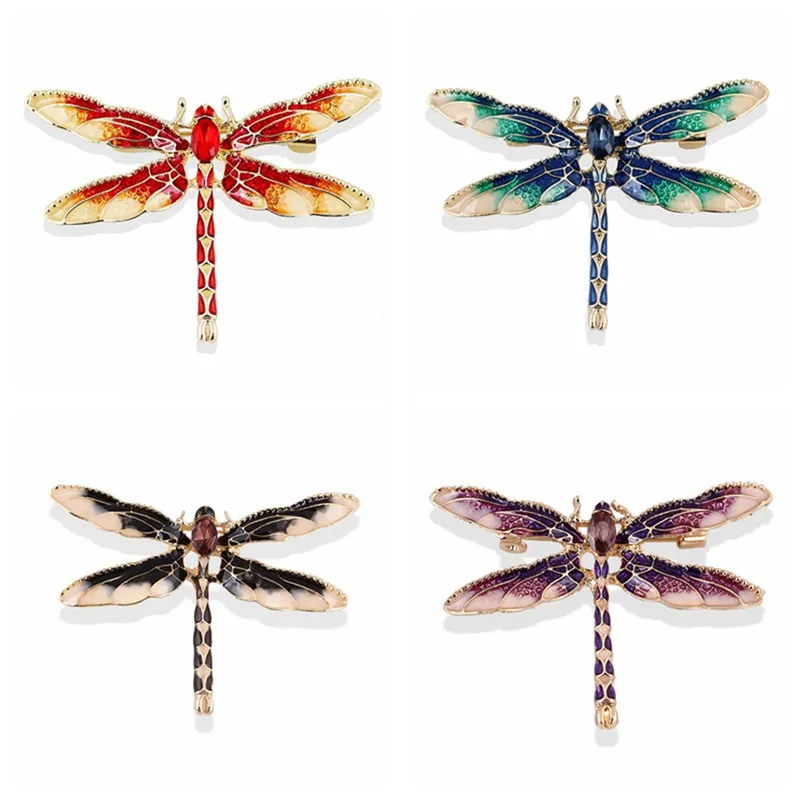 Dragonfly Brooch Luxury designer Brooches Rhinestone Crystal Pins Gold Alloy Enamel Pin Vintage Fashion Women Wedding Garments Clothes Pins