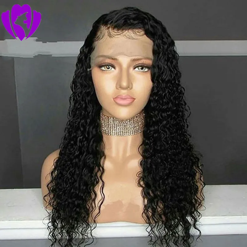 180 Densitet Lång Loose Curly Syntetic Lace Front Pärlor Svart / Brun / Burgundy Färg Glueless Lace Front Wig Hår för svarta kvinnor