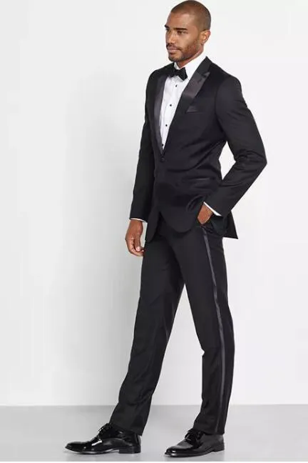 Custom Slim Fit Black Wedding Suit For Men Two Piece Jacket And