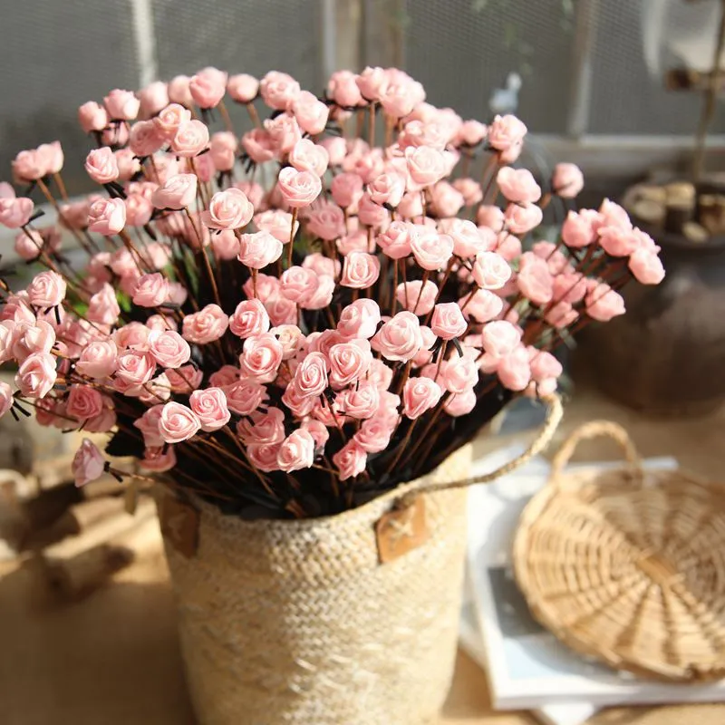 Pastorale stijl 15 hoofden/boeketrozen met zijden bloemhoofdjes 50 cm kunstbloemen zijden bloemen voor bruiloft/huisdecoratie