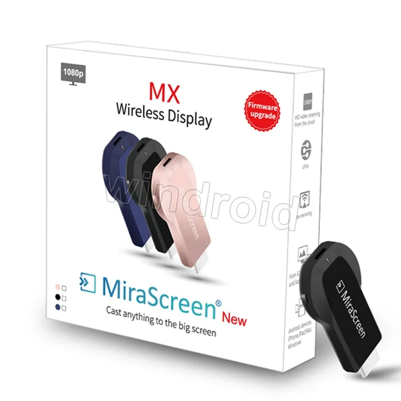 Ny Mirescreen Miascreen MX Wireless Display Dongle Media Video Streamer TV Stick Spegla Din skärm till PC till Projector AirPlay DLNA