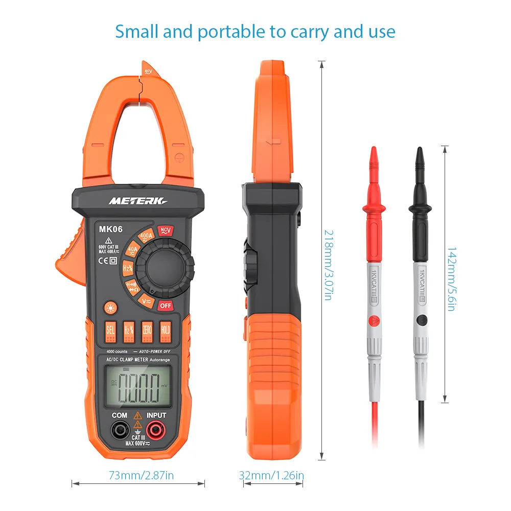 Freeshipping 4000 telt digitale klemmeter AC-DC Voltage Huidige Handheld LCD-klem Multimeter W / Backlight-capaciteit HZ Tester