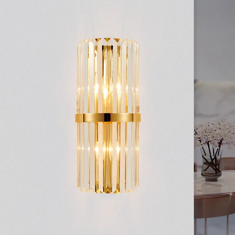 Goldene Kristall Wandleuchte Mit E27 Fassung - 3-farbig Dimmbare LED Wandlampe Für Wohnzimmer & Schlafzimmer