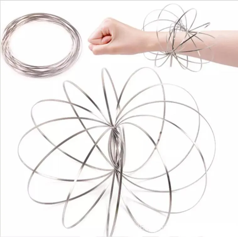 OroFlux Flow Rings 5 ​​tums rostfritt stål Kinetic Spring Metal Sus 304 ToroFlux Magic Flow Ring 3D Sculpture Ring Interactive Toys3571940