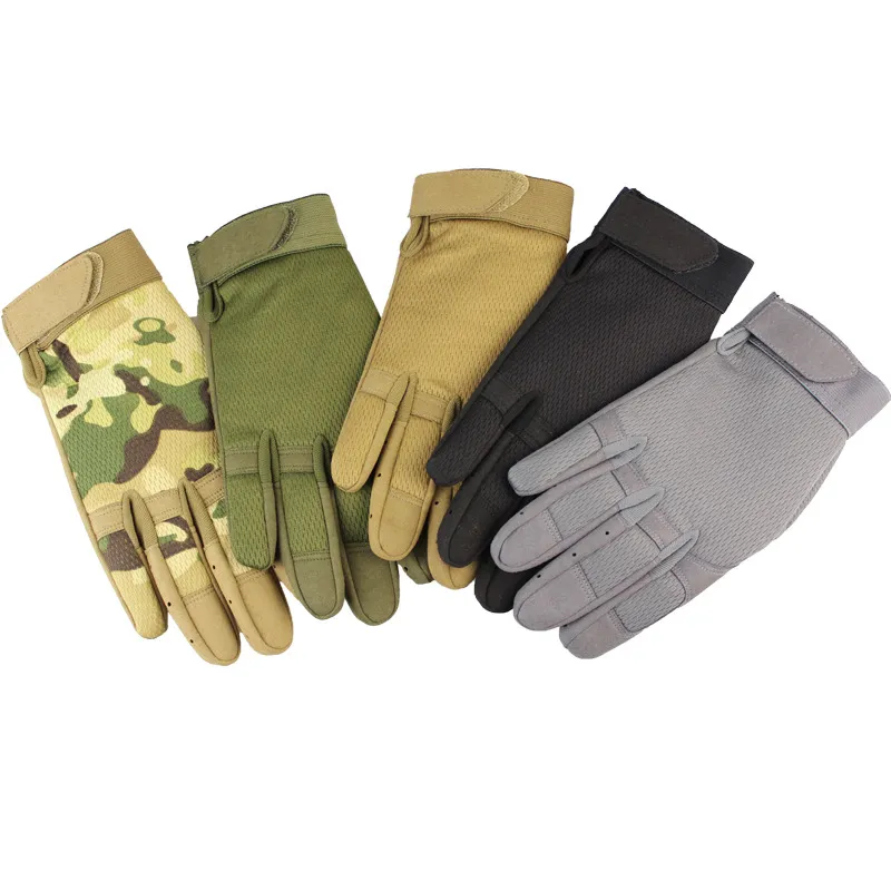 Armée Camouflage gants tactiques hommes respirant Paintball gants militaires vélo tirer plein doigt gants chasse accessoires161D