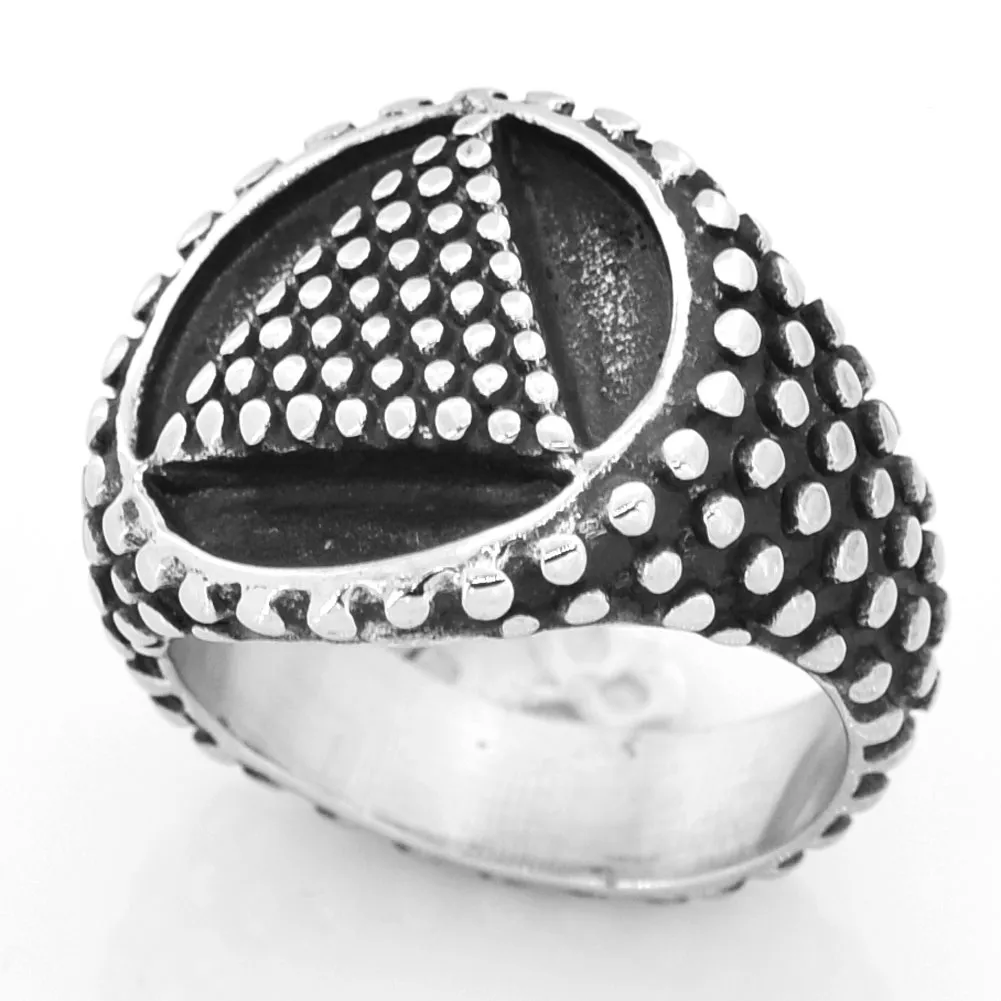 Fanssteel rostfritt stål punk vintage mens eller kvinnor smycken murverk dot tirangangel rund ring ma ring fsr14w1453691609346568