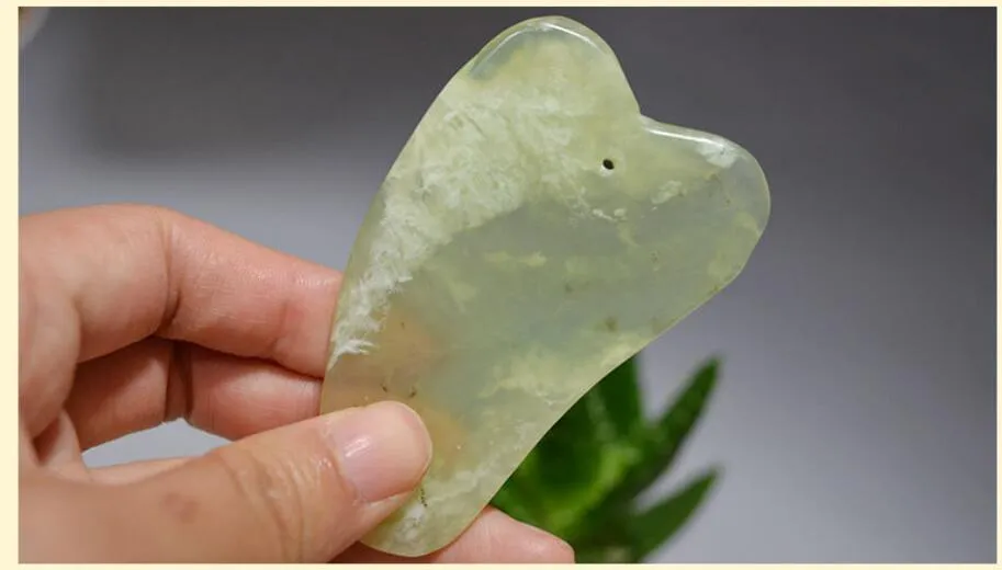 Kinesiska Naturliga Jade Skrapverktyg Gua Sha Facial Treatment Massage Tool Traditionella kinesiska Massage Hälsovårdsverktyg