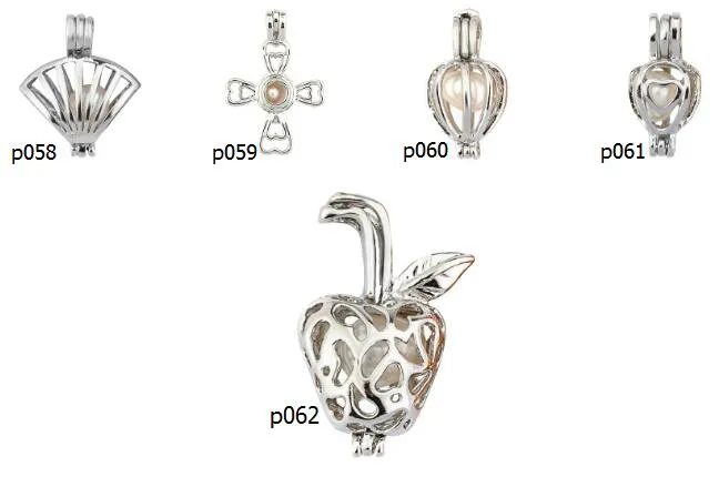 62 Stile Perlen-Austern-Käfig-Anhänger-Charms, Mix-Designs, hohle DIY-Anhänger, passend für Halsketten, Armbänder, Herstellung im Großhandel