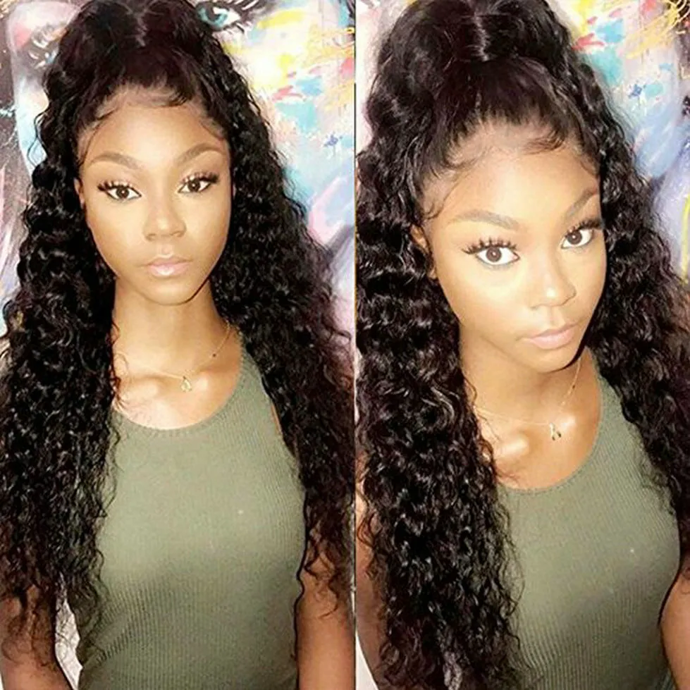 Hd invisible deep wave Human Hair Wigs-pre plucked 130% Density Brazilian Virgin full lace Wigs with Baby Hairs For Black women