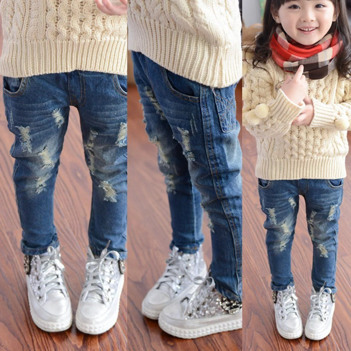 Jeans Strappati KIDSCOOL SPACE Per Bambini - Con Vita Elastica, Taglie 6 Mesi - 5 Anni - Foto 13