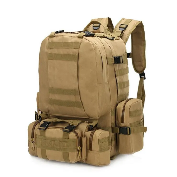 4 em 1 mochila tática militar multifuncional 50l 600D Oxford Camuflage Camuflagem Caminhada Mochila Impermeável Esporte Saco de Escalada Miúdos Sacos de Viagem