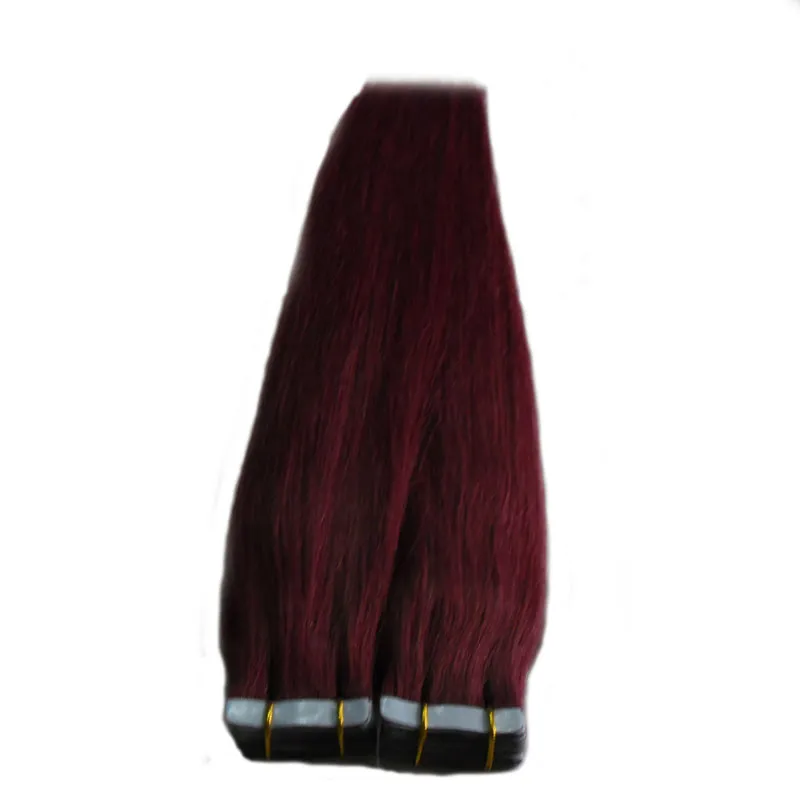 Remy fita extensões de cabelo 40 pçs / lote de fita em extensão de cabelo humano em linha reta 16 a 24 polegadas reto remy cabelo brasileiro