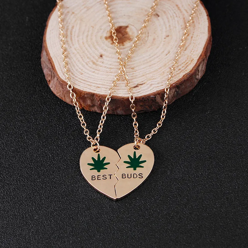Good Friends Buds Heart Dainty Pendant Necklace Set Gold And