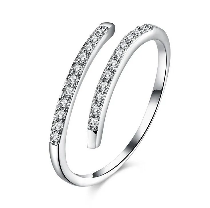 925 zilveren mooie ontwerp vrouwen open ringen sieraden kristallen ringen voor vrouwen Valentijnsdag leuke geschenken verjaardag verrassing gratis verzending