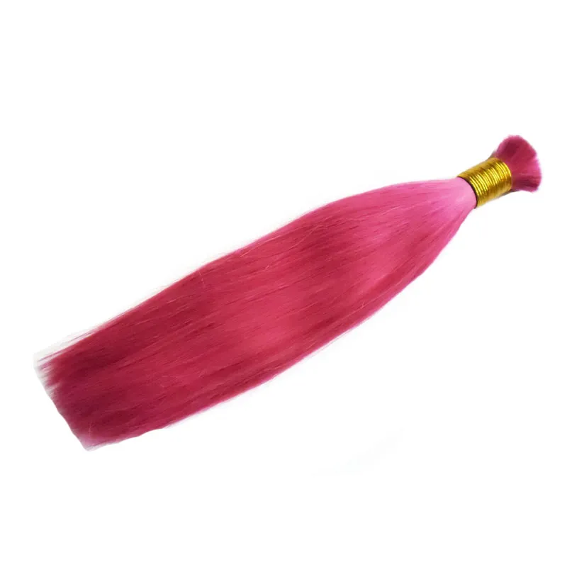 Human hair for braiding bulk no attachment Bundles 100g Straight Pink human braiding hair bulk