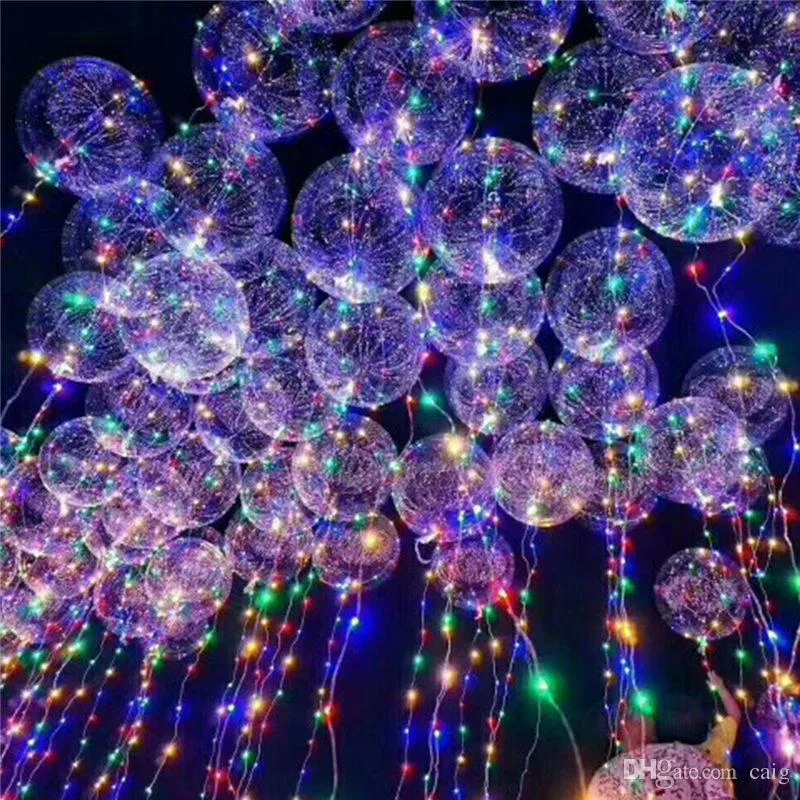 Partihandel 2018 Nya Light Up Leksaker Led String Lights Flasher Lighting Balloon Wave Ball 18inch Helium Balloons Christmas Halloween Decoratio